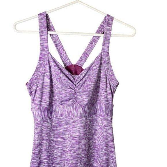 PrAna Women's Amaya Eggplant‎ Purple Space Dye Shelf Bra Racerback Dress Size S - Picture 2 of 7